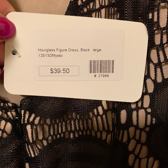 Mystic Black Lace Dress with nude underlay.  NWT. Large. - Picture 3 of 4